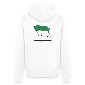 Vlieland-Flagge – Individuelles Inseldesign - Unisex Premium Bio Zip Hoodie - Weiß - Hinten - Thijin (182cm)