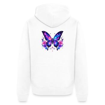 Papillon Galaxie aux Fleurs - Veste à capuche bio Premium Unisexe - blanc - Dos - Thijin (182cm)