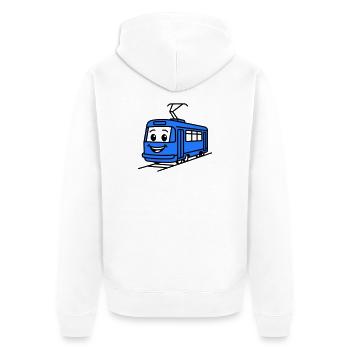 tram cartoon - Unisex Premium Organic Zip Hoodie - white - Back - Thijin (182cm)