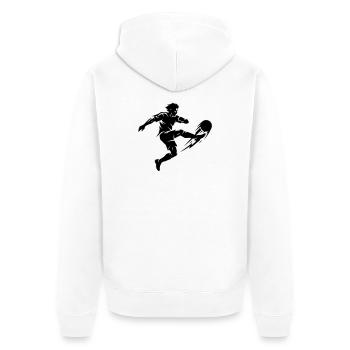 Fussballer Silhouette - Unisex Premium Bio Zip Hoodie - Weiß - Hinten - Thijin (182cm)