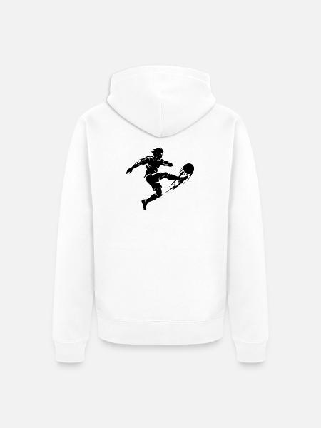Footballer Silhouette - Unisex Premium Organic Zip Hoodie - white