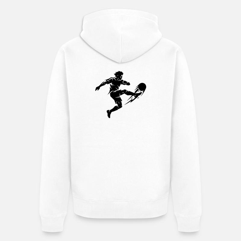 Fussballer Silhouette - Unisex Premium Bio Zip Hoodie - Weiß