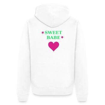 Sweet Babe Neon Herz Typo - Unisex Premium Bio Zip Hoodie - Weiß - Hinten - Thijin (182cm)