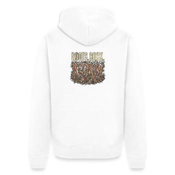 Roots Rock Dub - Unisex Premium Organic Zip Hoodie - white - Back - Thijin (182cm)