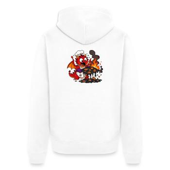 Fire Dragon Cook Burns Cookies - Unisex Premium Organic Zip Hoodie - white - Back - Thijin (182cm)