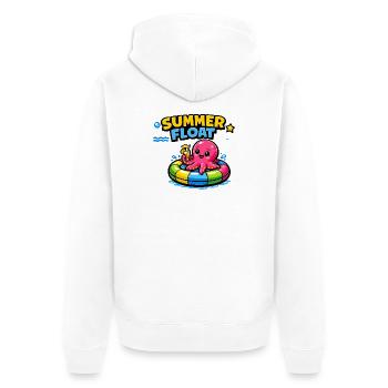 Sommerfloß Octopus auf Schwimmbadring - Unisex Premium Bio Zip Hoodie - Weiß - Hinten - Thijin (182cm)