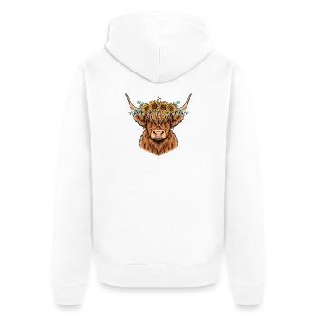 Vache des Highlands Couronne de Soleil - Veste à capuche bio Premium Unisexe - blanc - Dos - Thijin (182cm)