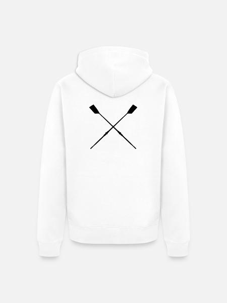 Crossed Rowing Blades - Unisex Premium Organic Zip Hoodie - white