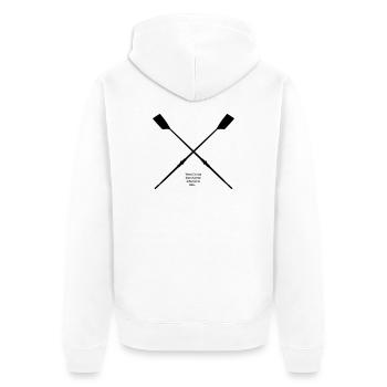 Rudershirt mit Sehtest - Unisex Premium Bio Zip Hoodie - Weiß - Hinten - Thijin (182cm)