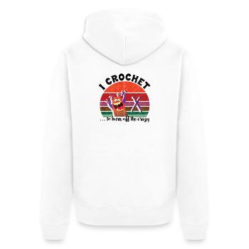 I crochet to burn off the crazy - Unisex Premium Bio Zip Hoodie - Weiß - Hinten - Thijin (182cm)