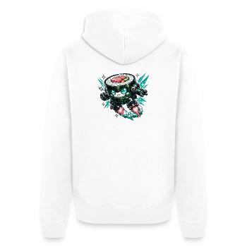 Sushi Robo-Kämpfer - Unisex Premium Bio Zip Hoodie - Weiß - Hinten - Thijin (182cm)