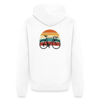 Retro Bike on Colorful Bow - Unisex Premium Organic Zip Hoodie - white - Back - Thijin (182cm)