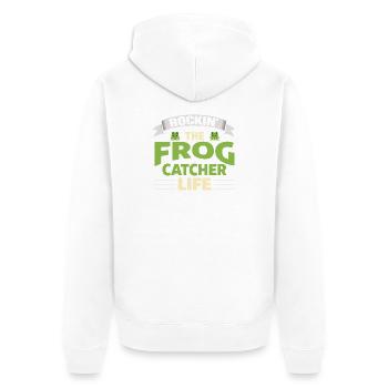 Rockin The Frog Catcher Life Froschfänger - Unisex Premium Organic Zip Hoodie - white - Back - Thijin (182cm)