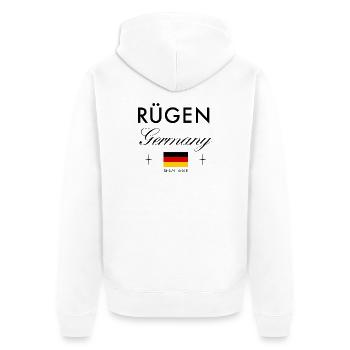 Rügen Deutschland Koordinaten Reise Souvenir - Unisex Premium Bio Zip Hoodie - Weiß - Hinten - Thijin (182cm)