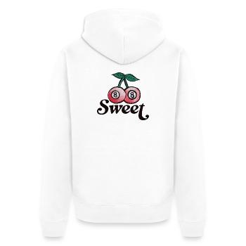 Sweet Cherry Duo Graphic on Apparel - Unisex Premium Organic Zip Hoodie - white - Back - Thijin (182cm)