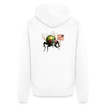 Der Fliegenprotestler - Unisex Premium Bio Zip Hoodie - Weiß - Hinten - Thijin (182cm)