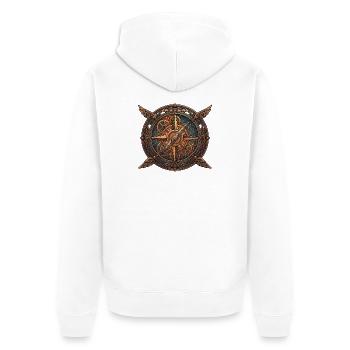 Boussole steampunk avec ailes - Veste à capuche bio Premium Unisexe - blanc - Dos - Thijin (182cm)