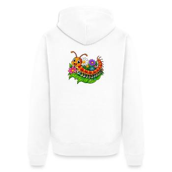 Hundertfüßer Cartoon - Unisex Premium Bio Zip Hoodie - Weiß - Hinten - Thijin (182cm)