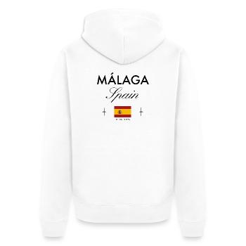 Málaga Spanien Koordinaten Reise Souvenir - Unisex Premium Bio Zip Hoodie - Weiß - Hinten - Thijin (182cm)