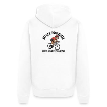 Bei den Spritpreisen fahre ich lieber Fahrrad - Unisex Premium Bio Zip Hoodie - Weiß - Hinten - Thijin (182cm)