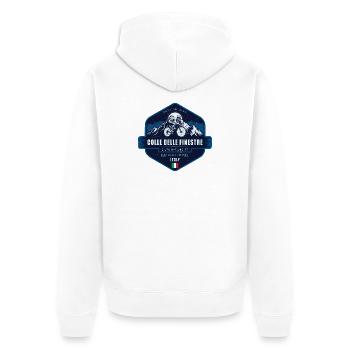 Colle delle Finestre Susa-Tal Piemont - Unisex Premium Bio Zip Hoodie - Weiß - Hinten - Thijin (182cm)
