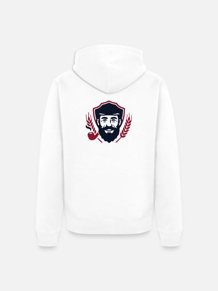 Seebaer Pfeife Wappen Logo - Unisex Premium Bio Zip Hoodie - Weiß