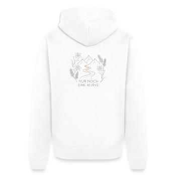 Nur noch eine Kurve Wandern Berge Spruch - Unisex Premium Bio Zip Hoodie - Weiß - Hinten - Thijin (182cm)