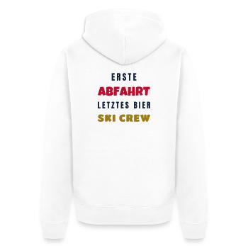 Erste Abfahrt letztes Bier Ski Crew Winter - Unisex Premium Bio Zip Hoodie - Weiß - Hinten - Thijin (182cm)