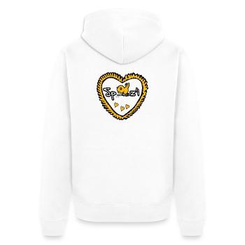 Spatzl - Unisex Premium Bio Zip Hoodie - Weiß - Hinten - Thijin (182cm)