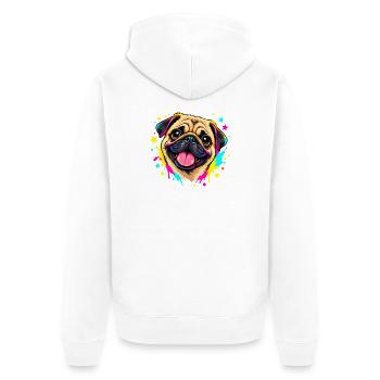 Mops Hund süßer Mops niedlicher Mops - Unisex Premium Bio Zip Hoodie - Weiß - Hinten - Thijin (182cm)