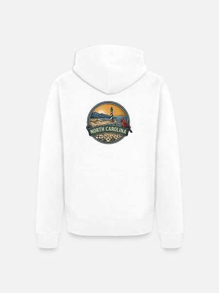 North Carolina Outer Banks Retro-Reisegeschenk - Unisex Premium Bio Zip Hoodie - Weiß