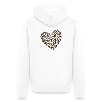Herz aus Sonnenblumenkernen  - Unisex Premium Bio Zip Hoodie - Weiß - Hinten - Thijin (182cm)