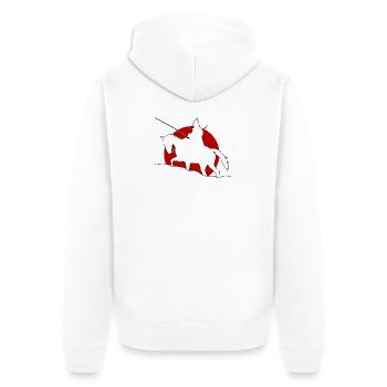 Cavalry / Kavallerie rote Sonne - Unisex Premium Bio Zip Hoodie - Weiß - Hinten - Thijin (182cm)