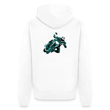 MT 09 - Unisex Premium Bio Zip Hoodie - Weiß - Hinten - Thijin (182cm)