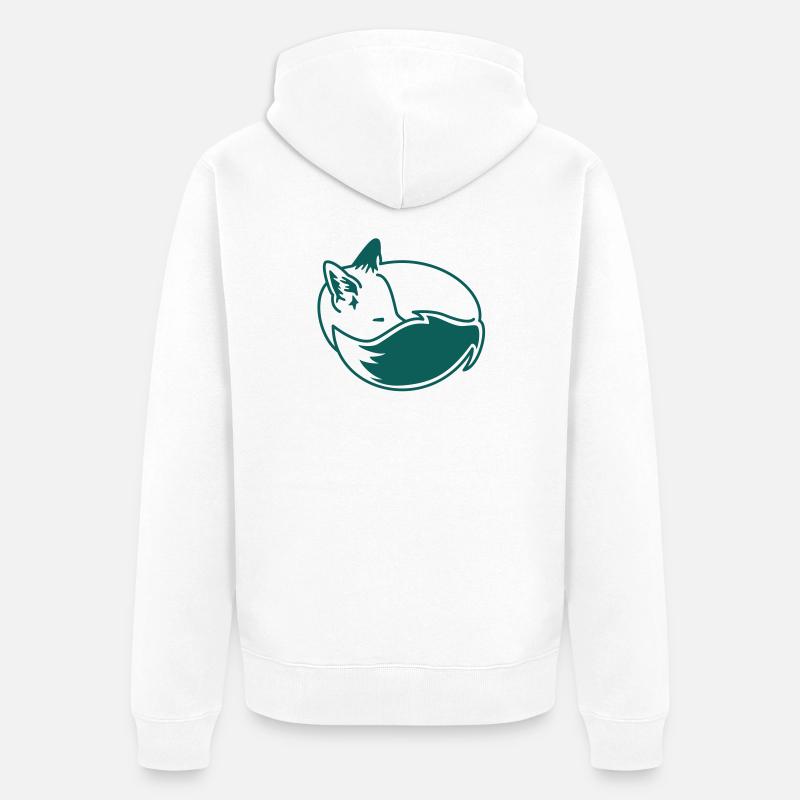 Fuchs eingekuschelt – Kawaii Fox Cartoon Design - Unisex Premium Bio Zip Hoodie - Weiß