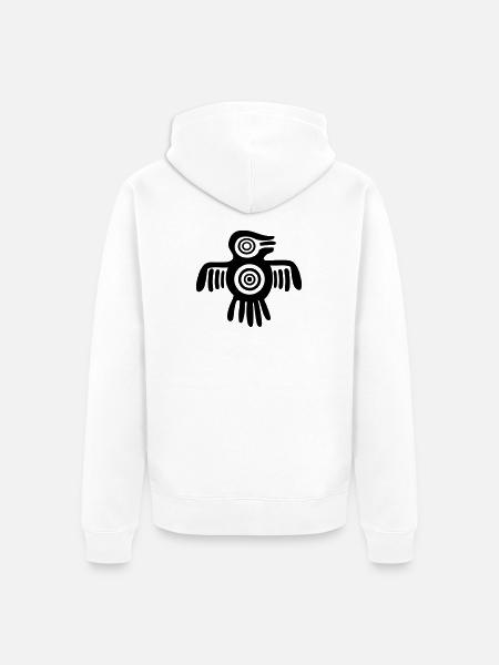 Oiseau aztèque - Veste à capuche bio Premium Unisexe - blanc