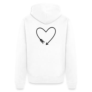 Herz Pfeil Symbole Liebe Kraft Geschenk - Unisex Premium Bio Zip Hoodie - Weiß - Hinten - Thijin (182cm)