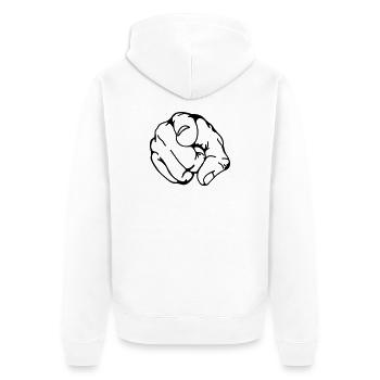 hand faust finger - Unisex Premium Bio Zip Hoodie - Weiß - Hinten - Thijin (182cm)
