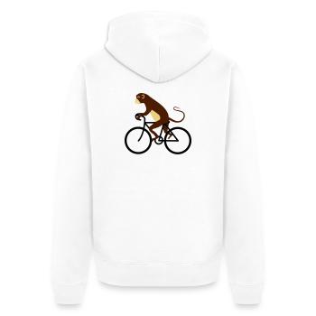 Affe fährt Fahrrad - Unisex Premium Bio Zip Hoodie - Weiß - Hinten - Thijin (182cm)
