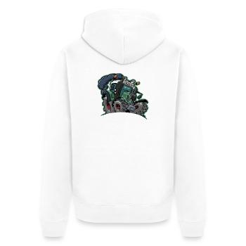 0922 F Kante - Unisex Premium Bio Zip Hoodie - Weiß - Hinten - Thijin (182cm)