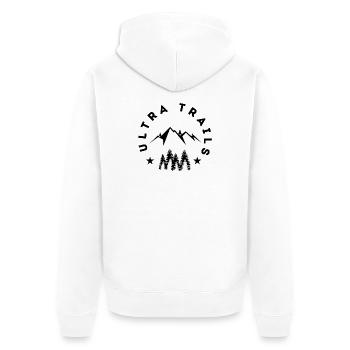 Ultra Trails - Unisex Premium Bio Zip Hoodie - Weiß - Hinten - Thijin (182cm)