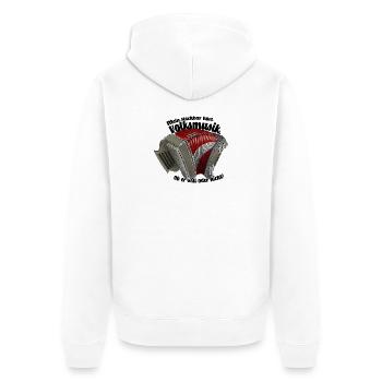 Mein Nachbar hört Volksmusik / Dunkel | ZiachON! - Unisex Premium Bio Zip Hoodie - Weiß - Hinten - Thijin (182cm)