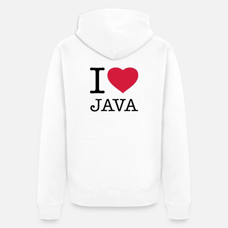 I LOVE JAVA - Unisex Premium Bio Zip Hoodie - Weiß