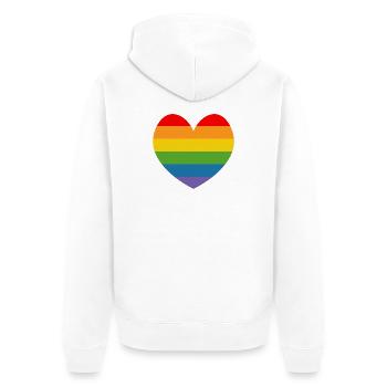 regenbogenflaggenherz Herz LGBT lgbtqi queer - Unisex Premium Bio Zip Hoodie - Weiß - Hinten - Thijin (182cm)