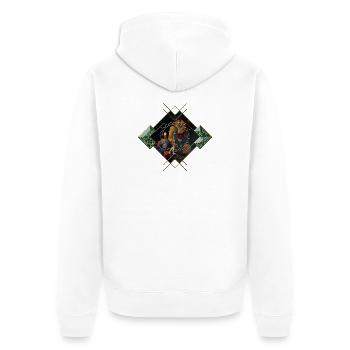 Design d’Halloween avec crâne, citrouille et chat - Veste à capuche bio Premium Unisexe - blanc - Dos - Thijin (182cm)