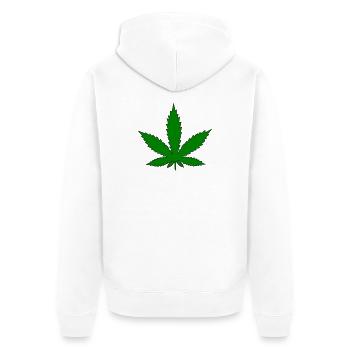 Hanfblatt - Unisex Premium Bio Zip Hoodie - Weiß - Hinten - Thijin (182cm)