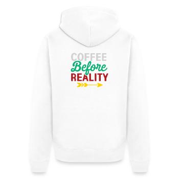 Le café avant la réalité - Veste à capuche bio Premium Unisexe - blanc - Dos - Thijin (182cm)