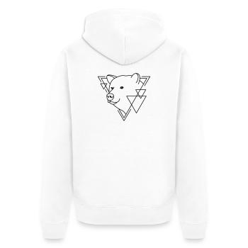 Bär in geometrischer Form - Line-Art-Design - Unisex Premium Bio Zip Hoodie - Weiß - Hinten - Thijin (182cm)