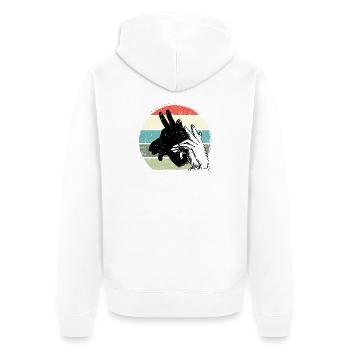 Giraffe Silhouette Retro Sunset - Unisex Premium Organic Zip Hoodie - white - Back - Thijin (182cm)