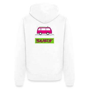 SURF. POISSON. PLAGE. MER. OCEAN. HUMOUR. VACANCES - Veste à capuche bio Premium Unisexe - blanc - Dos - Thijin (182cm)
